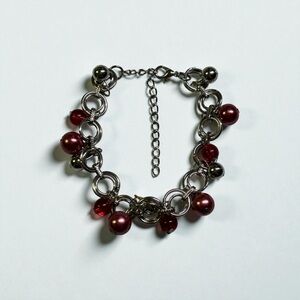 Elegant Red and Silver Bracelet